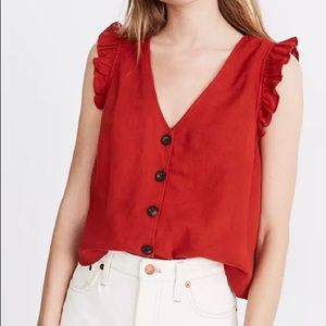 Madewell Linen-blend Ruffle Top